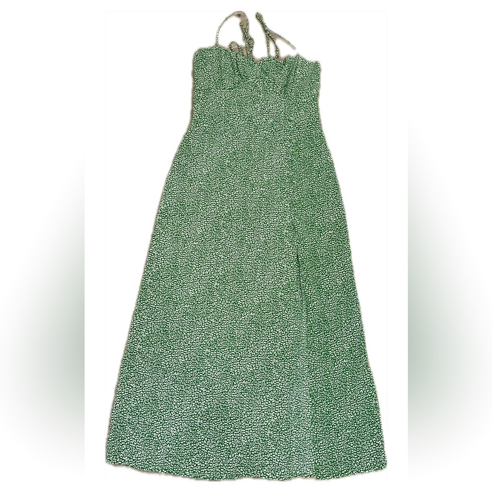 Zara Women’s Green Animal Print Long Maxi Summer Dress Sun Dress size S
